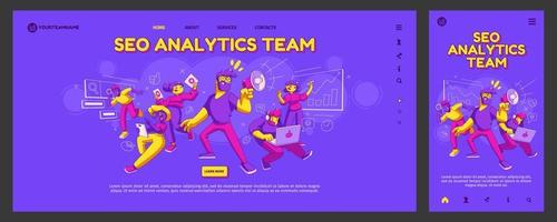 SEO analytics team landing page template vector