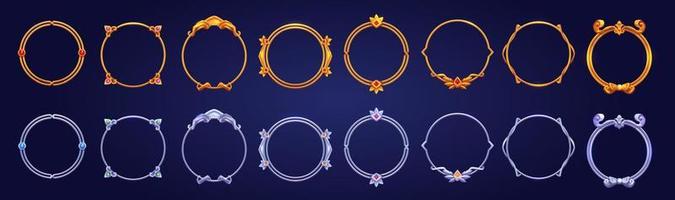 Empty circle silver gold frames in medieval style vector