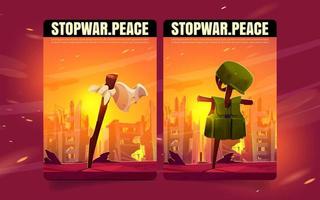 Set of stop war cartoon banner vector illustration