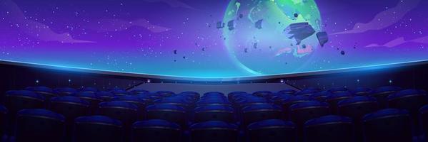 Planetarium interior with huge spherical display vector