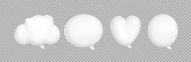 3d render speech bubbles, cloud, heart, round vector