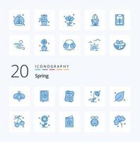 20 Spring Blue Color icon Pack like leaf spring seeds nature sun flower vector