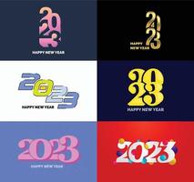 Big Collection of 2023 Happy New Year symbols Cover of business diary for 2023 with wishes vector