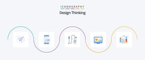 Design Thinking Flat 5 Icon Pack Including design. thinking. computer. digital. creative vector