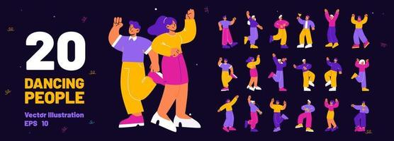 Dancing people, happy persons in different poses vector