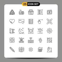 Stock Vector Icon Pack of 25 Line Signs and Symbols for business gear bag design toolkit Editable Vector Design Elements