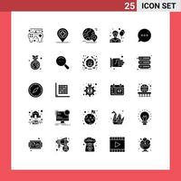 grupo de símbolos de iconos universales de 25 glifos sólidos modernos de comentarios mapa de burbujas joker circus elementos de diseño de vectores editables