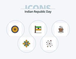 día de la república india paquete de iconos llenos de línea 5 diseño de iconos. animal. día. país. pastel . festival vector