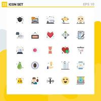 Flat Color Pack of 25 Universal Symbols of bones announcement login megaphone advertising Editable Vector Design Elements
