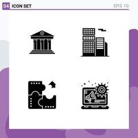 Set of 4 Modern UI Icons Symbols Signs for bank app building estate component Editable Vector Design Elements