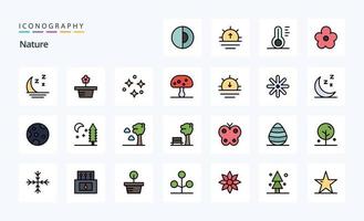 25 Nature Line Filled Style icon pack vector