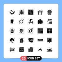 25 Thematic Vector Solid Glyphs and Editable Symbols of caution party bomb furniture firework dynamite Editable Vector Design Elements