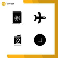 4 Universal Solid Glyphs Set for Web and Mobile Applications api card platform takeoff love Editable Vector Design Elements