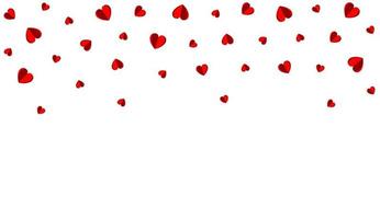 Background consisting of falling, flying small red hearts on a white background, isolated hearts on a white background. Background for lovers, for Valentine's Day. Pattern of chaotic double hearts vector