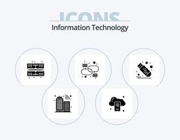 Information Technology Glyph Icon Pack 5 Icon Design. usb. flash. memory. drive. link vector