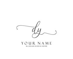 monograma de belleza dy inicial y diseño de logotipo elegante, logotipo de escritura a mano de firma inicial, boda, moda, floral y botánica con plantilla creativa. vector