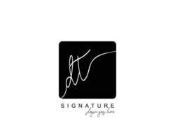 Initial DT beauty monogram and elegant logo design, handwriting logo of initial signature, wedding, fashion, floral and botanical with creative template. vector