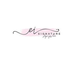 Initial EI beauty monogram and elegant logo design, handwriting logo of initial signature, wedding, fashion, floral and botanical with creative template. vector