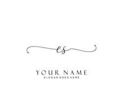 Initial ES beauty monogram and elegant logo design, handwriting logo of initial signature, wedding, fashion, floral and botanical with creative template. vector