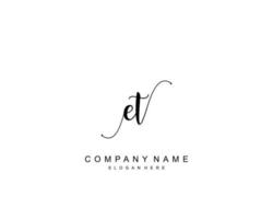 Initial ET beauty monogram and elegant logo design, handwriting logo of initial signature, wedding, fashion, floral and botanical with creative template. vector