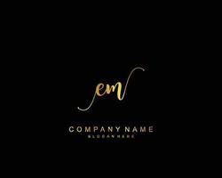 Initial EM beauty monogram and elegant logo design, handwriting logo of initial signature, wedding, fashion, floral and botanical with creative template. vector