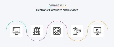 paquete de iconos de línea 5 de dispositivos que incluye imagen. película. nivel. Hollywood. dispositivos vector