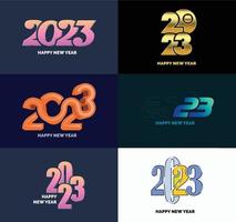 Big Collection of 2023 Happy New Year symbols Cover of business diary for 2023 with wishes vector