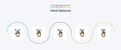 paquete de iconos de 5 planos llenos de línea de gestos con las manos que incluye acercar. pellizcar. izquierda. gesto. izquierda