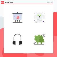 4 Flat Icon concept for Websites Mobile and Apps chart headphones pie chart ghoul support Editable Vector Design Elements