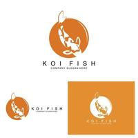 diseño de logotipo de pez koi, vector de pez ornamental, producto de marca de ilustración de ornamento de acuario