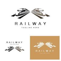 Train Logo Design. Fast Train Track Vector, Fast Transport Vehicle Illustration, Design Fit Locomotive Railroad Company Land Transportation And Fast Delivery vector