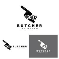 Butcher logo design, Knife Cutting Tool Vector Template, Product Brand Illustration Design For Butcher, Farm, Butcher Shop