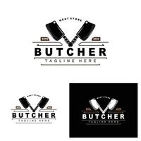 Butcher logo design, Knife Cutting Tool Vector Template, Product Brand Illustration Design For Butcher, Farm, Butcher Shop