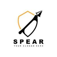 Spear Logo, Hunting Gear Design, Arrow War Weapon, Product Brand Vector