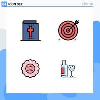Set of 4 Modern UI Icons Symbols Signs for bible floral aim financial nature Editable Vector Design Elements