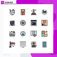 Mobile Interface Flat Color Filled Line Set of 16 Pictograms of medical care factory press monitore computer Editable Creative Vector Design Elements