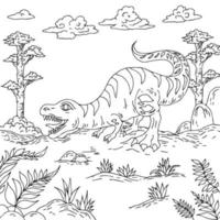 design dinosaur character coloring page for kid vector