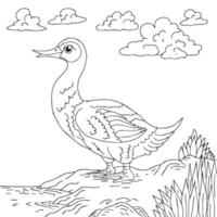 design cute duck character coloring page vector