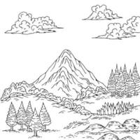 Design Nature Landscape Outline Coloring Page vector