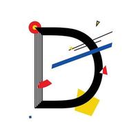 Capital letter D made up of simple geometric shapes, in Suprematism style vector