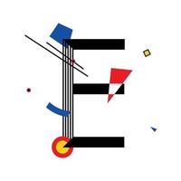 Capital letter E  made up of simple geometric shapes, in Suprematism style vector