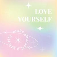 Post selflove and selfcare template  gradient. Love yourself quotes vector