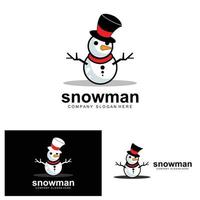 logotipo de muñeco de nieve, vector de invierno de muñeco de nieve e invierno de Navidad y año nuevo