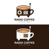 logotipo de radio de café, diseño de radio de podcast, icono de café, vector de marca de producto de logotipo de café café