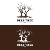 Tree Logo Design, Dead Tree Illustration, Wild Tree Cutting, Global Warming Vector, Earth Drought, Product Brand Icons vector