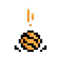 Falling down basketball ball pixel art 8 bit game. vector