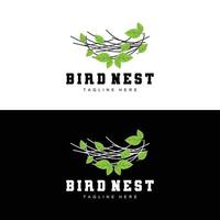 Bird's Nest Logo Design, Bird House Vector For Eggs, Bird Tree Logo Illustration