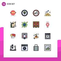 conjunto de 16 iconos de interfaz de usuario modernos símbolos signos para idea activo biología dinero finanzas elementos de diseño de vectores creativos editables