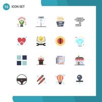 Modern Set of 16 Flat Colors and symbols such as power off cleaning security cam Editable Pack of Creative Vector Design Elements