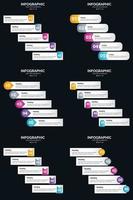 plantilla de diapositiva de presentación del paquete de infografías vectoriales 6 diagramas de ciclo de 5 pasos y líneas de tiempo vector